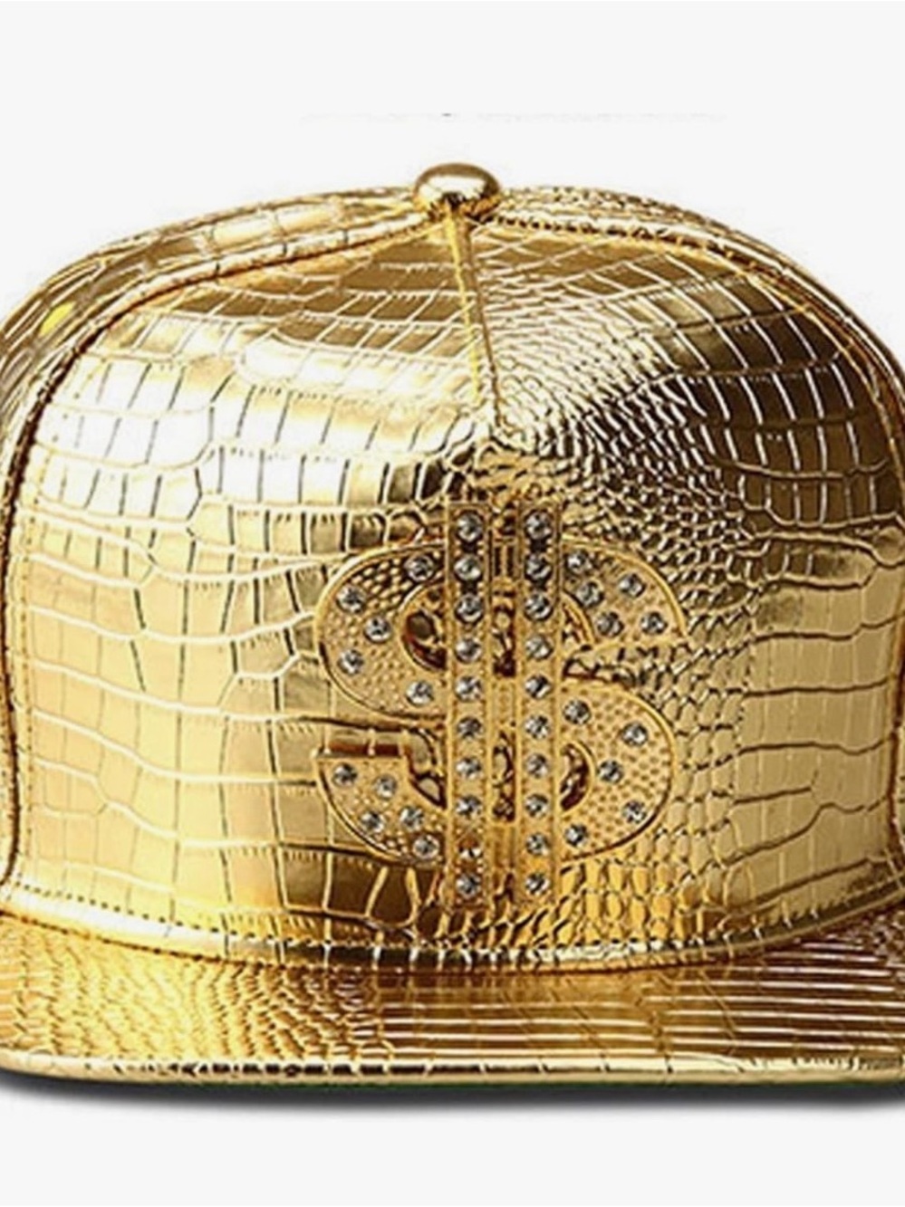 Gold Money Gangster PC Leather Hat Bling $ Dollar Sign Logo Rapper Unisex